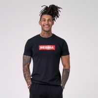 Pánské tričko Basic Black M - NEBBIA