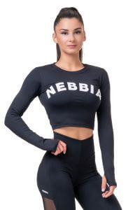 NEBBIA Sporty HERO crop top s dlouhým rukávem 585 Black Barva: Černá, Velikost: XS